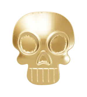 Toothgem Cráneo, modelo 3D en acabado dorado de referencia